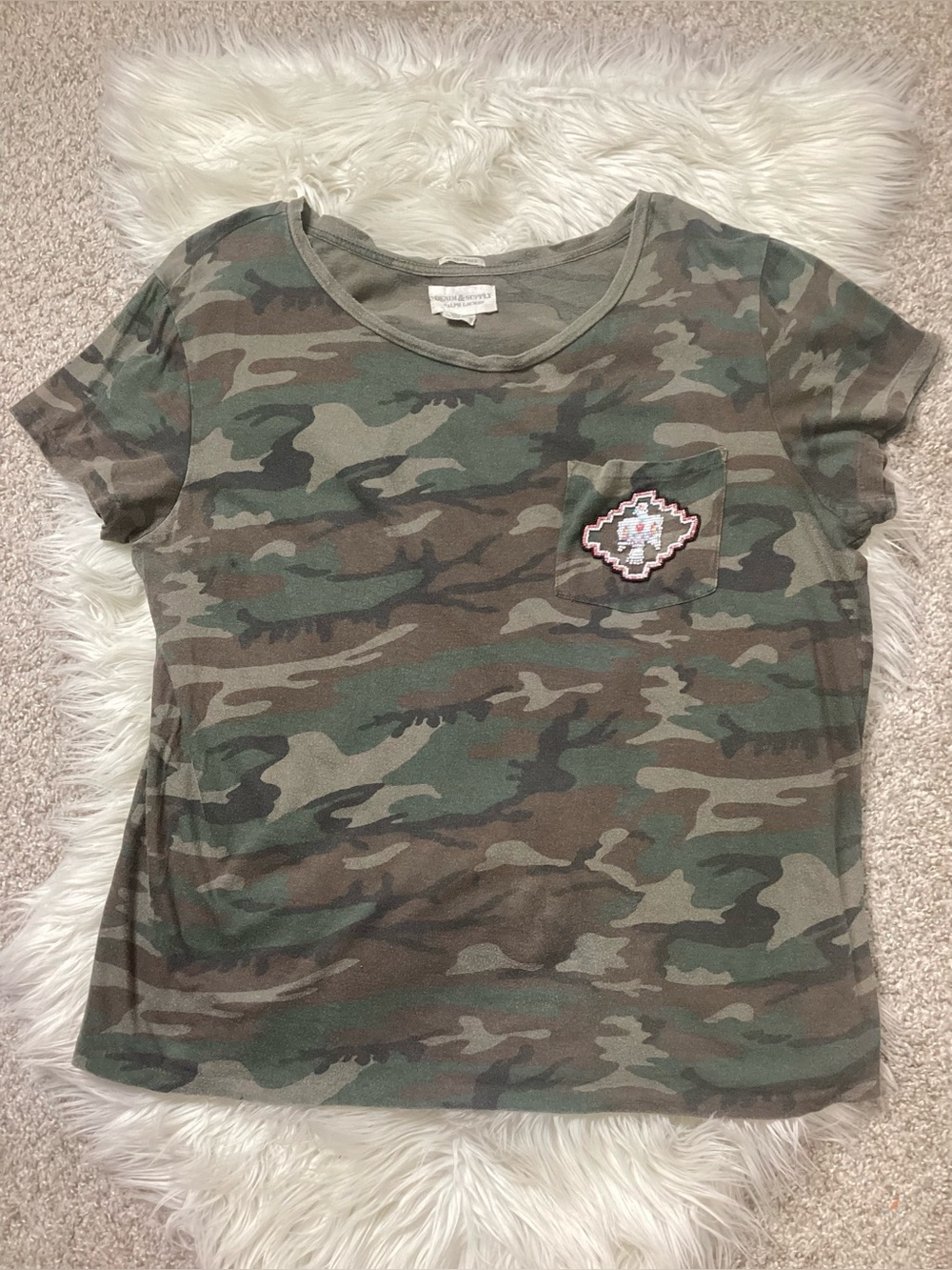 Ralph Lauren Denim & Supply Camo Tee Beaded Pocket XL